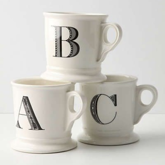 Anthropologie Other - Anthropologie L Monogram Ceramic Mugs White Black